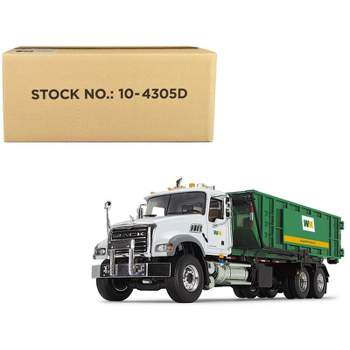 Mack Granite MP "Waste Management" Garbage Truck with Ribbed Roll-Off Container White 1/34 Diecast Model by First Gear