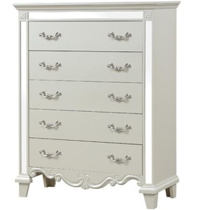 Milan Mirror Framed Chest made with Wood in White - 1 of 4