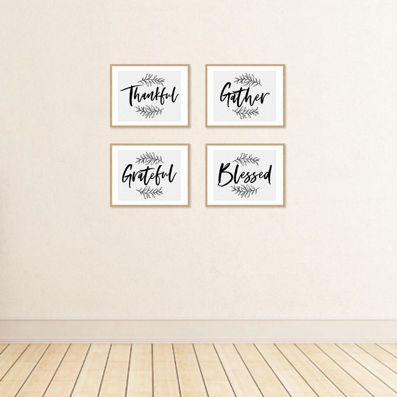Big Dot of Happiness Thankful Gather Grateful Blessed - Unframed Fall Decor Linen Paper Wall Art - Set of 4 - Artisms - 8 x 10 inches, 3 of 8
