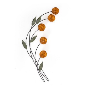 Brewster Cosmos Floral Metal Wall Art: Iron Sculpture, Nature Inspired, 10x30" - 1 of 4