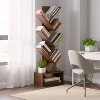 FDW 7 Tier Tree Bookshelf Rustic Brown Floor Standing Bookcase with Storage Cabinet, Tall Narrow Bookshelves Organizer for Bedroom Living Room Office - 3 of 4