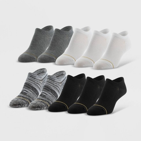 6 Pack No Show Invisible Socks, Black, Grey, and Navy Solid