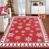 Christmas Living Room Rugs, Washable Soft Non Slip Winter Home Decor Rug, Snowflake Christmas Tree Print Throw Carpet for Bedroom - 3 of 4