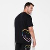Pride Adult Smiley World Rainbow Heart Drop Shoulder Short Sleeve T-Shirt - Black - 2 of 3
