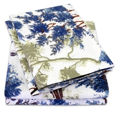 Florence Queen Blue and Green Floral Microfiber Sheet Set