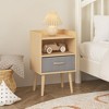 Gulches Nightstand, 24 Inch High in Beige, Equipped with 1 Drawer, 1 Open - style Shelf and Wooden Legs - 4 of 4