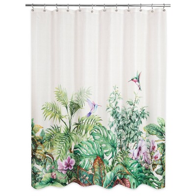 Palm Valley Shower Curtain White/Green - Allure Home Creations
