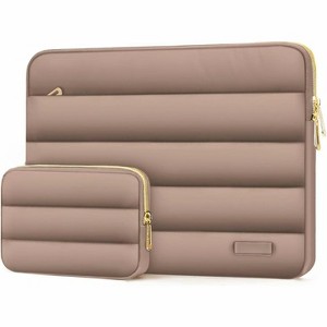 MaseiKar 13-14 inch Laptop Case, 13.3 inch Puffy Laptop Sleeve Compatible with MacBook Air 13, Lenovo, Polyester Horizontal Bag with Small Case,Brown - 1 of 4