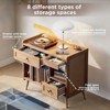 Record Player Stand with Charging Station, Boho Side Table with Vinyl Holder Storage Shelf, Natural - 3 of 4