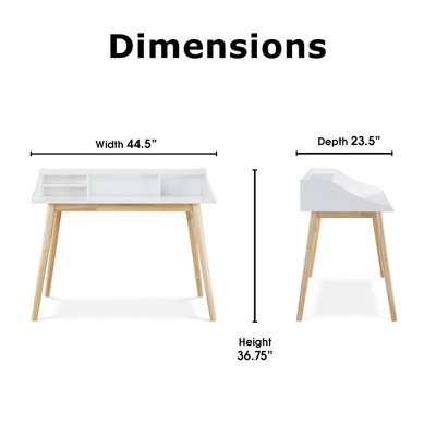Alton Mid-Century Modern White Writing Desk with Flared Legs