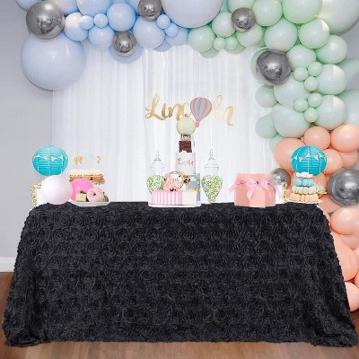 Wikineon Rose Tablecloth Black 60x102 Inch 3D Floral Rectangle Table Cloth Birthday Table Cloths for Outdoor Birthday Party Holiday Decorations