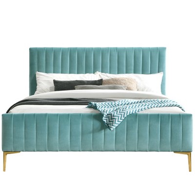 Omax Decor,Julia Wood and Fabric Upholstered Queen Platform Bed