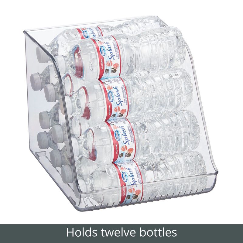 mDesign Tall Plastic Water Bottle Stackable Fridge Storage Organizer Bin, Clear, 4 of 7