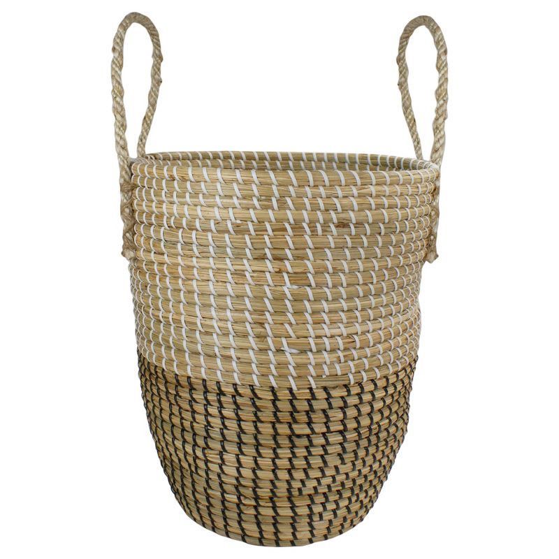 Northlight 14.5" Natural Woven Seagrass Wicker Storage Basket with Handles, 1 of 5