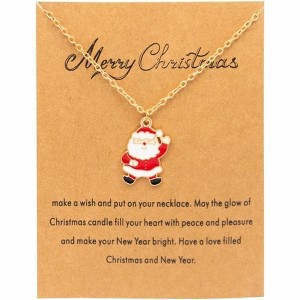Christmas Pendant Necklace for Women, Enamel Holiday Charms with Greeting Card - 1 of 4