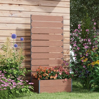 Light Brown Metal Trellis Raised Garden Bed Planter