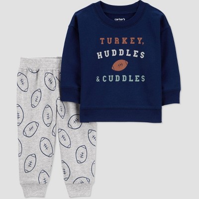 Image of Carter's Just One You® Baby Boys' 2pc Football Top & Bottom Set - Cream/Brown 3M