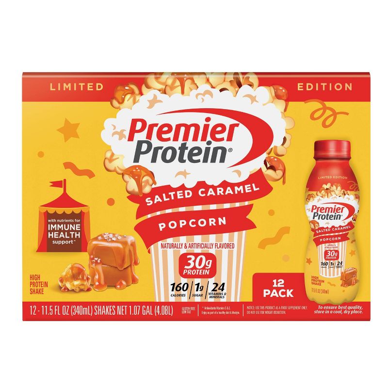 Premier Protein Nutritional Shake - Salted Caramel Popcorn - 11.5 fl oz/12ct, 1 of 4