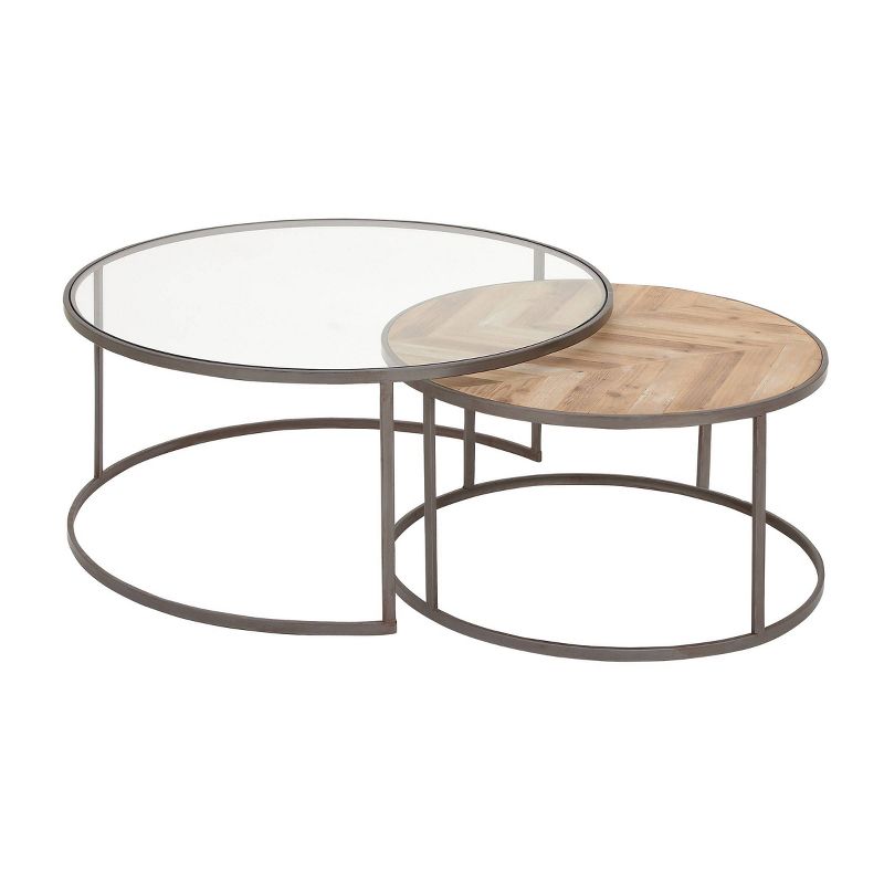 Set of 2 Contemporary Nesting Round Coffee Tables Gray - Olivia &#38; May, 3 of 18