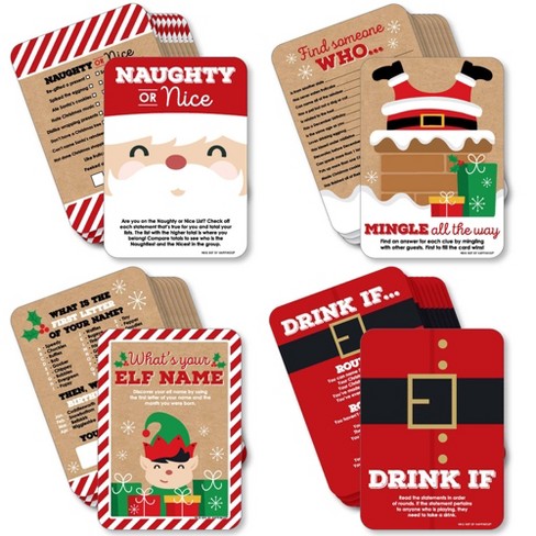 Big Dot of Happiness Jolly Santa Claus - Christmas Party Game Pickle Cards  - White Elephant Gift Exchange Pull Tabs - Set of 12