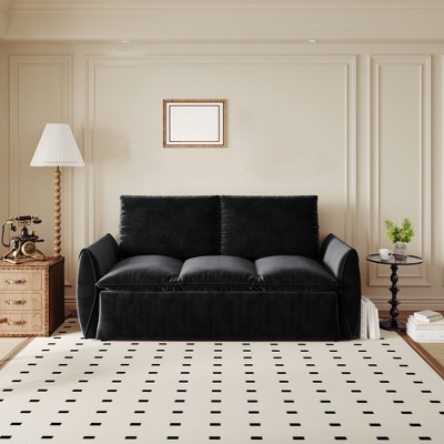 70.9" Pull-Out Sofa Bed, Convertible Sleeper Sofa with Pillow, 3 Seat Velvet Sleeper Couch, Loveseat Sleeper Sofa for Living Room Bedroom