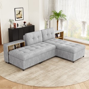 TiramisuBest 121.2" Versatile Sofa Bed Modular Sofa Free-combined Sofa with Two Storage Racks - 1 of 4