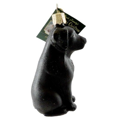 Handcrafted Black Labrador Glass Christmas Ornament