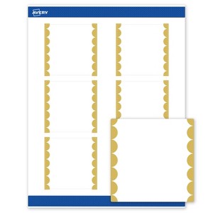Avery Printable Square Labels, Gold Edge Dots, 3" x 3", Matte White Square Labels, Permanent, Laser/Inkjet, 60ct, Great for Product Labels - 1 of 4