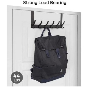 Door hooks, door towel rack, with 12 hooks for hanging clothes, coats, towels, and hats, 1 piece, black. - 1 of 4