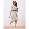 INSPIRE CHIC Women's V Neck Wear to Work Sleeveless Flare Knee Length Dresses - 4 of 4
