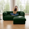 DOMETOUR Green Chenille 2-Seater Sofa with Ottoman Storage, Cylindrical Backrest, Modern Loveseat with Hidden Storage - 3 of 4