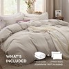 King Size Duvet Cover Set, 3 Pieces, Prewashed Cotton - Like, 104x90 Inches with Zipper, 2 Pillow Shams, Linen Style - 2 of 4