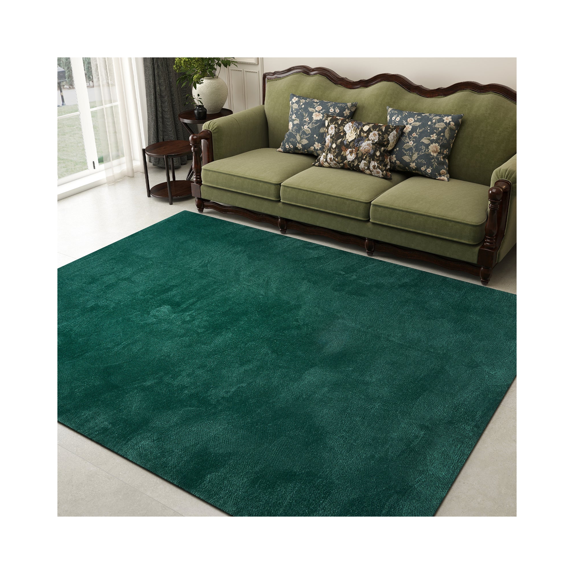 LOVEVOOK 5x8 Feet Green Machine Washable Area Rugs for Living Room Bedroom, Soft Shag Rug, Indoor Non Slip Carpet for Dorms, Home Decor Aesthetic