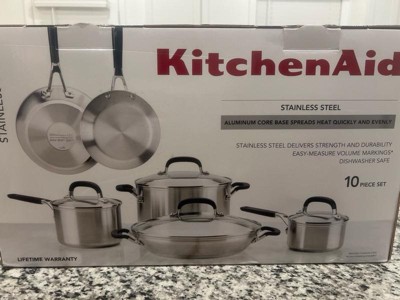 KitchenAid Stainless Steel Cookware Set, (14 pc.), Color: Only in Red or  Black