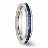 Black Bow Jewelry 4mm Stainless Steel And Blue Cubic Zirconia Stackable Band - 4 of 4