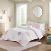 Elle Floral Reversible Tufted Chenille Kids' Comforter Set with Flower Throw Pillow White/Purple - Urban Habitat - image 2 of 4