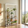 Resenkos Plant Stand,Flower Pot Holder Shelf Planter Display Shelving Unit,70.9" Plant Stand, Large Flower Bonsai Shelf with 6 S Hanging Hooks,Rustic - 3 of 4