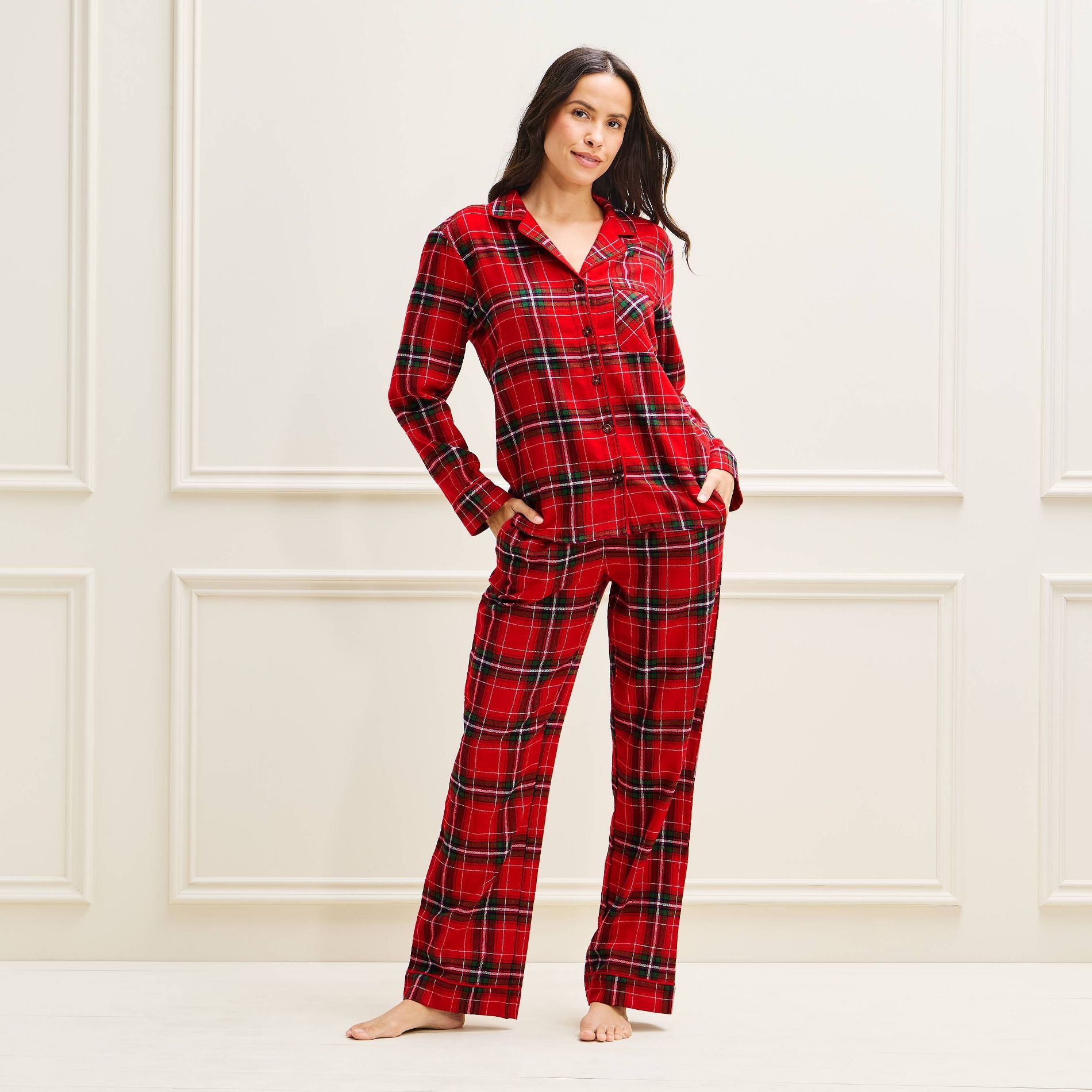 Women's Holiday Classic Plaid Flannel Matching Family Pajama Set - Wondershop™ Red/Green