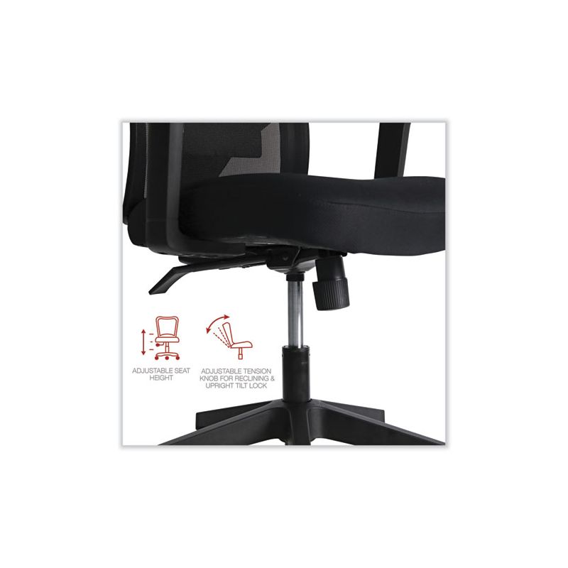 Workspace by Alera Mesh Back Fabric Task Chair, Supports Up to 275 lb, 17.32" to 21.1" Seat Height, Black Seat, Black Back, 4 of 8