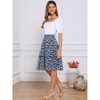 Allegra K Women's Floral Print Smocked Elastic Waist Midi Flowy Tiered Ruffle Skirt - 3 of 4