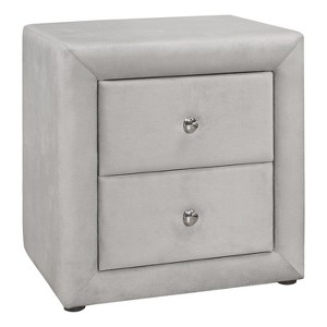 Nightstand Nightstand End Side Lamp Storage Drawer Bedroom Upholstered Grey Velvet Transitional - 1 of 4