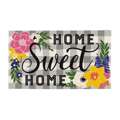 Evergreen Home Sweet Home Plaid Coir Mat