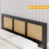 Full Size Rattan Bed Frame with Headboard, Black Boho Cane Platform Bed Frame with Strong Metal Slat - 4 of 4