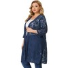 Agnes Orinda Women's Plus Size Lace Open Front 3/4 Sleeve Long Cardigans - 4 of 4