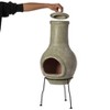 Vintiquewise Outdoor Beige Clay Chimenea Scribbled Design Fire Pit with Metal Stand - 3 of 4