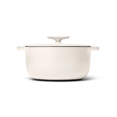 Cream Enameled Cast Iron Dutch Oven with Lid, 6.5 Qt