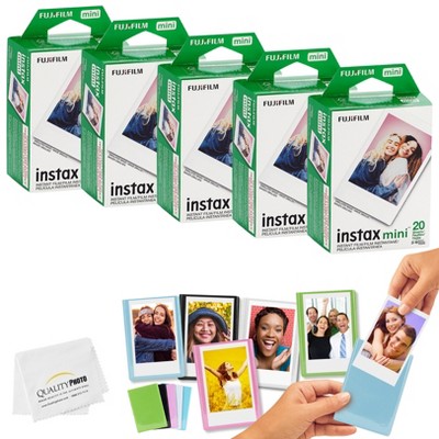 Fujifilm Mini Instax Films + Colored Magnet Photo Frames + Quality Photo Microfiber Cloth