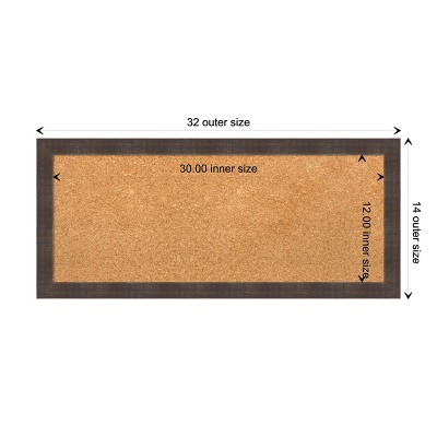 Whiskey Brown Rustic Wood Framed Grey Corkboard