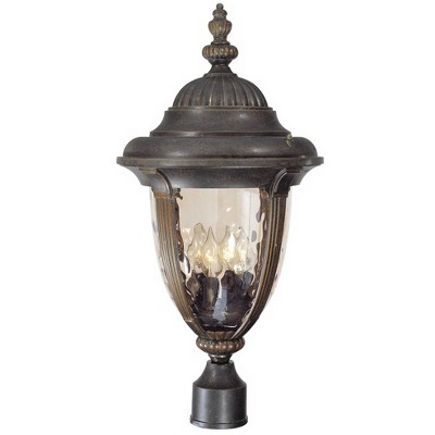 John Timberland Traditional Outdoor Light Post Fixture Veranda Bronze 24 1/2" Champagne Hammered Glass for Garden Yard Driveway