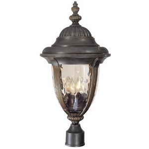John Timberland Bellagio Rustic Farmhouse Outdoor Post Light Fixture Veranda Bronze 24 1/2" Champagne Hammered Glass for Exterior Barn Deck House Home - 1 of 4